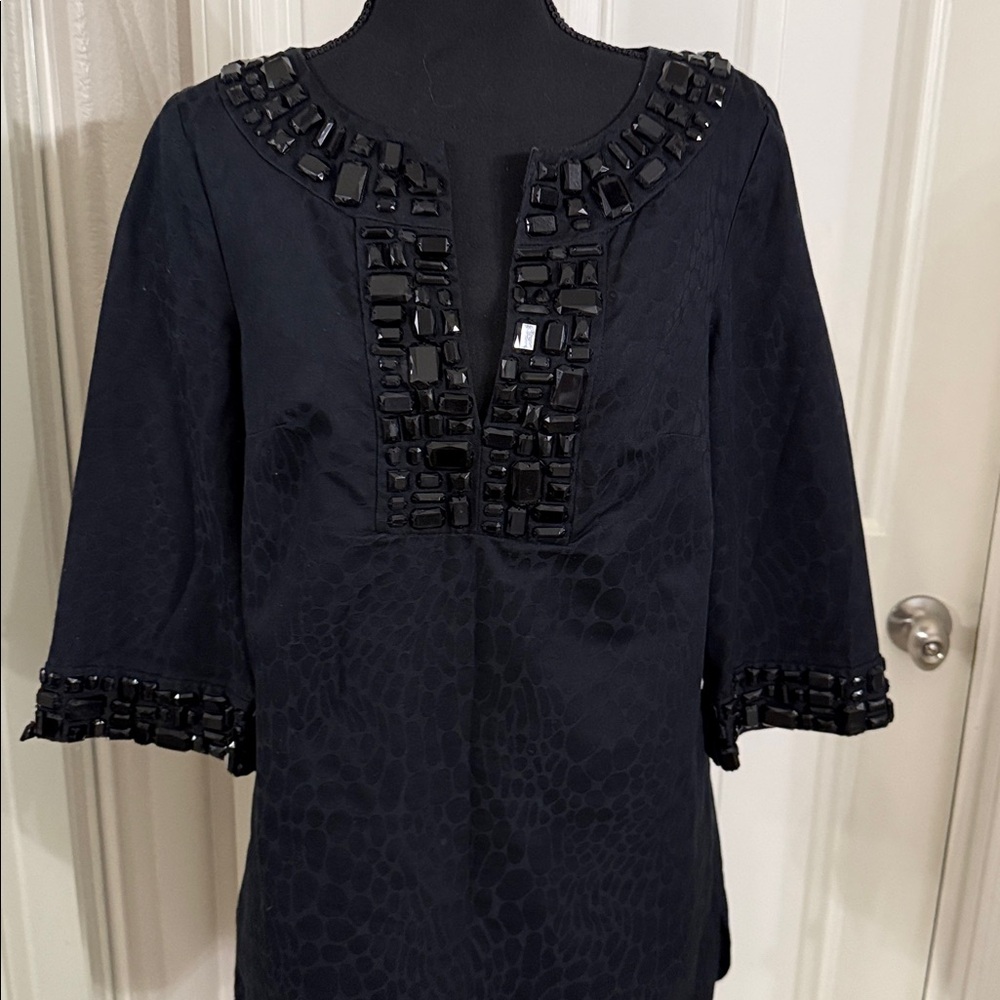 Michael Kors Black Embellished Tunic Top